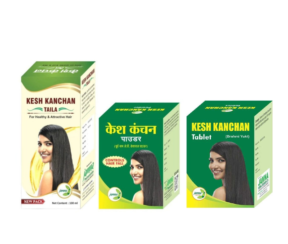 Combo - Kesh Kanchan Taila 100 ml,  Kesh Kanchan Powder 100 gm  &amp; Kesh Kanchan Tablet 60 Tab